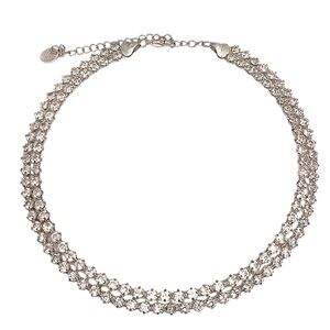 90s Rhinestone Collar Necklace Silver